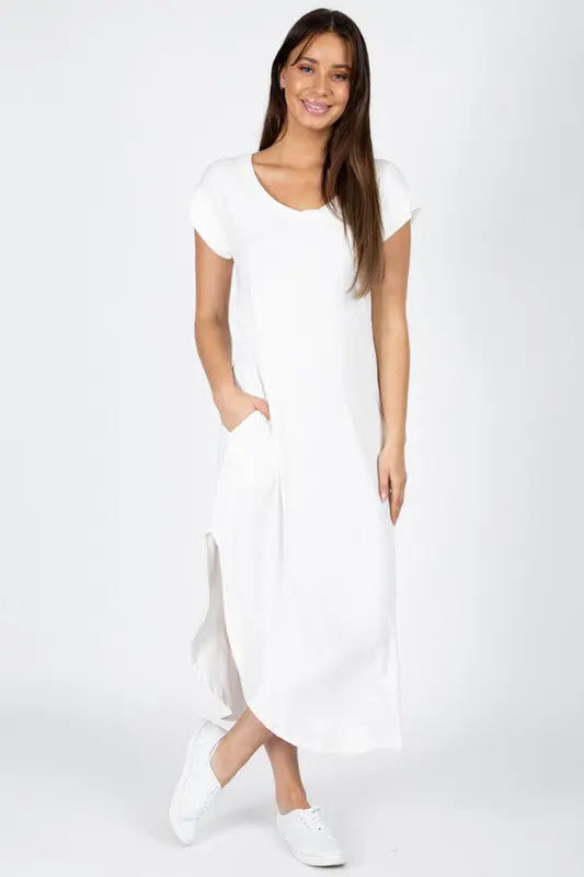 White Tiffany T-Shirt Maxi Dress Curvy Pineapple Boutique