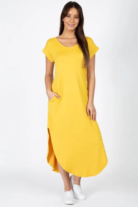 Yellow Tiffany T-Shirt Maxi Dress Curvy Pineapple Boutique