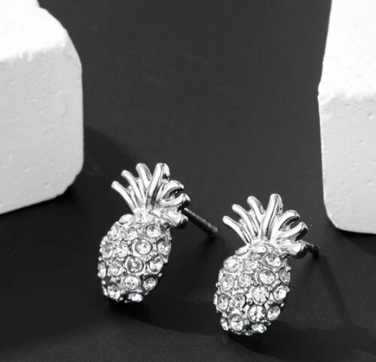 Pineapple Earrings - Silver Curvy Pineapple Boutique